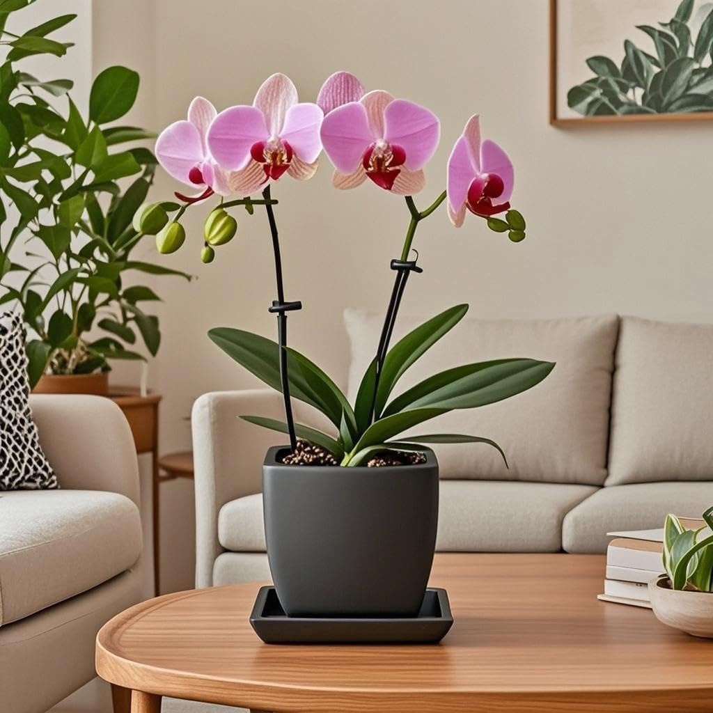 Square Plant Saucer 8 Inch 2 Pack,Plant Trays for Pots, Black Ceramic Plant Saucers for Indoors Outdoors, Plant Drip Tray 4 6 8 10 12 14 Inch