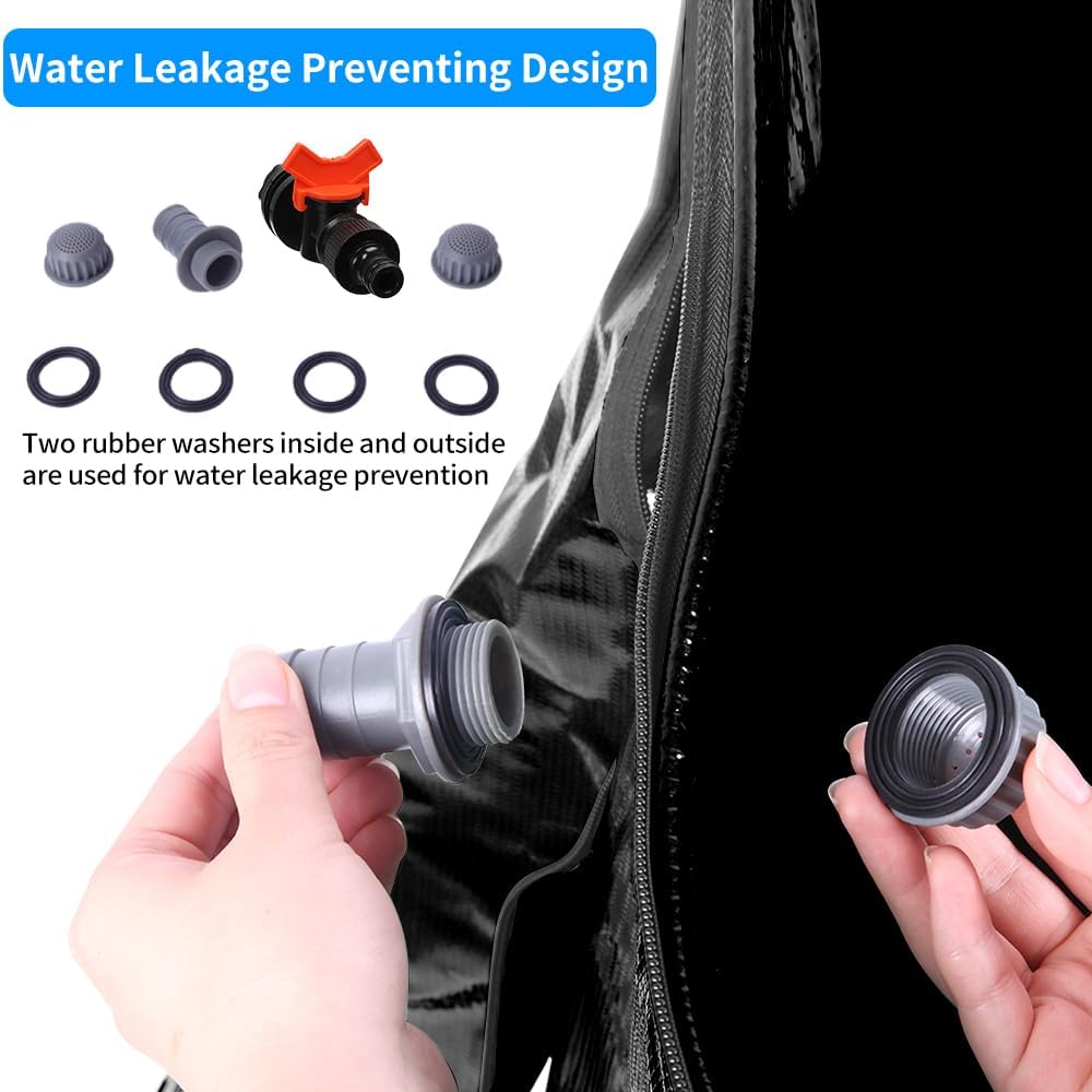 50 Gallon Collapsible Rain Barrel, Portable Rainwater Collection System, Rain Catcher Barrel, Water Storage Tank with Two Spigots and Overflow Kit, Rain Water Barrel Collector for Garden, Black