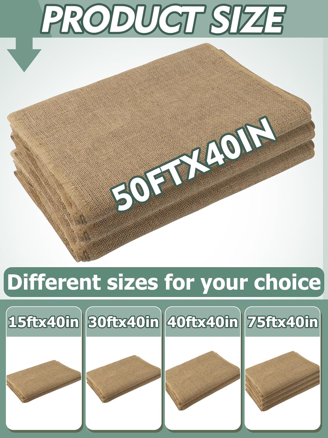 ANPHSIN 50ftx40in Natrual Burlap Plant Covers Freeze Protection - Winter Frost Plant Blankets, Frost Cloth Tree Wrap for Outdoor Bushes Trees Potted Plants Cold Weather