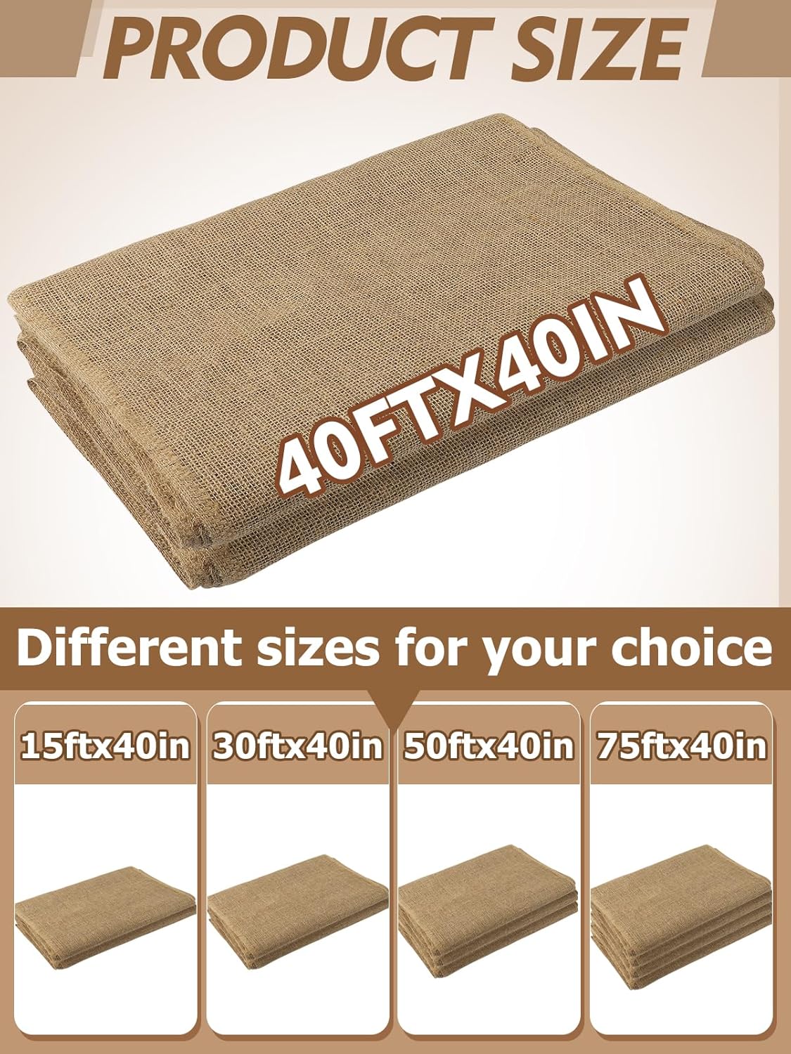 ANPHSIN 40ftx40in Natrual Burlap Plant Covers Freeze Protection - Winter Frost Plant Blankets, Frost Cloth Tree Wrap for Outdoor Bushes Trees Potted Plants Cold Weather