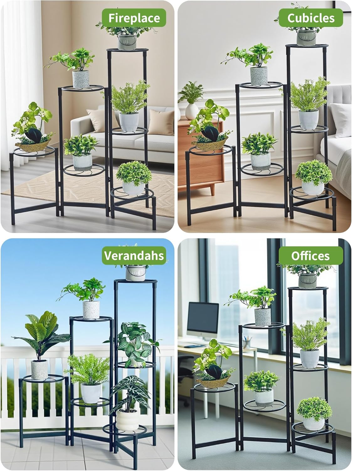 Outdoor Plant Stands for Patio Corner Tall Plant Stand Indoor Metal Flower Pot Stands for Multiple Plants 6 Tier Heavy Duty Shelf Black Kite