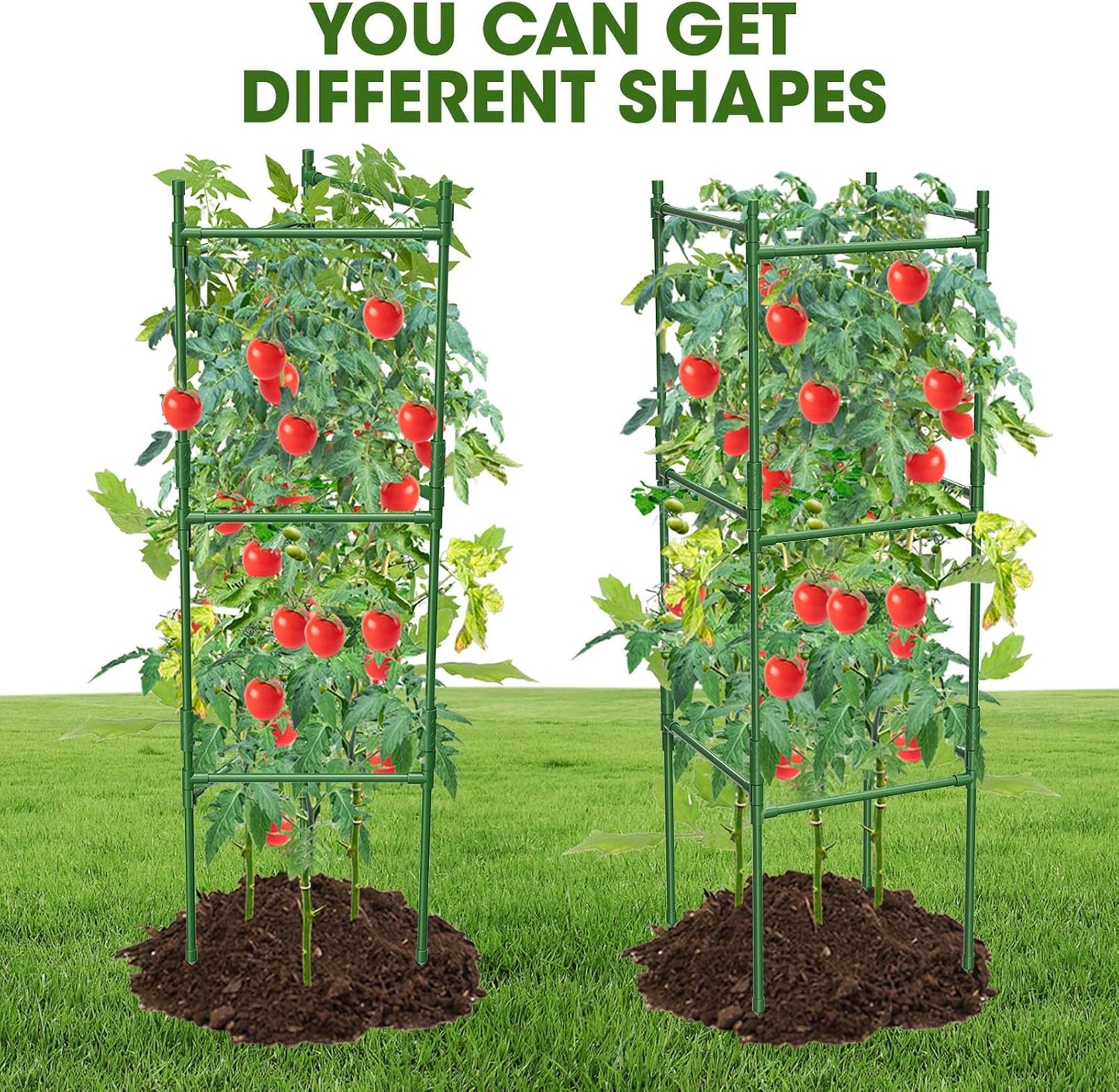 3 Pack Tomato Cage,Tomato Cage for Raised Garden Bed, 48'' Tall Tomato Trellis Triangle or Square Cages for Garden,Pots, Plant Cages & Supports(Green, Extra Bold )