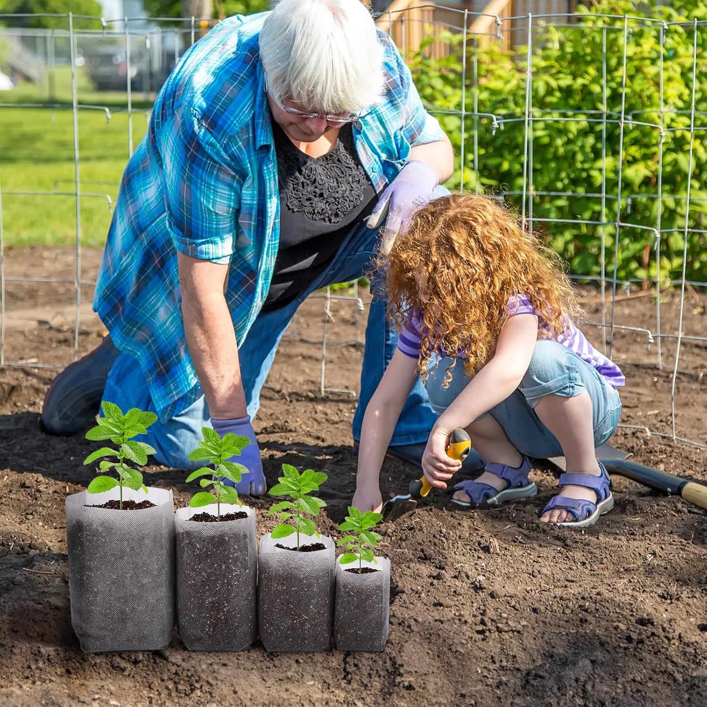 GREANER 400PCS Nursery Bags for Plants, Mixed Sizes Potting Bags for Indoor Outdoor Planting, Plant Nursery Pouches for Seed Starting, Soil Transplant, Home Garden Supply