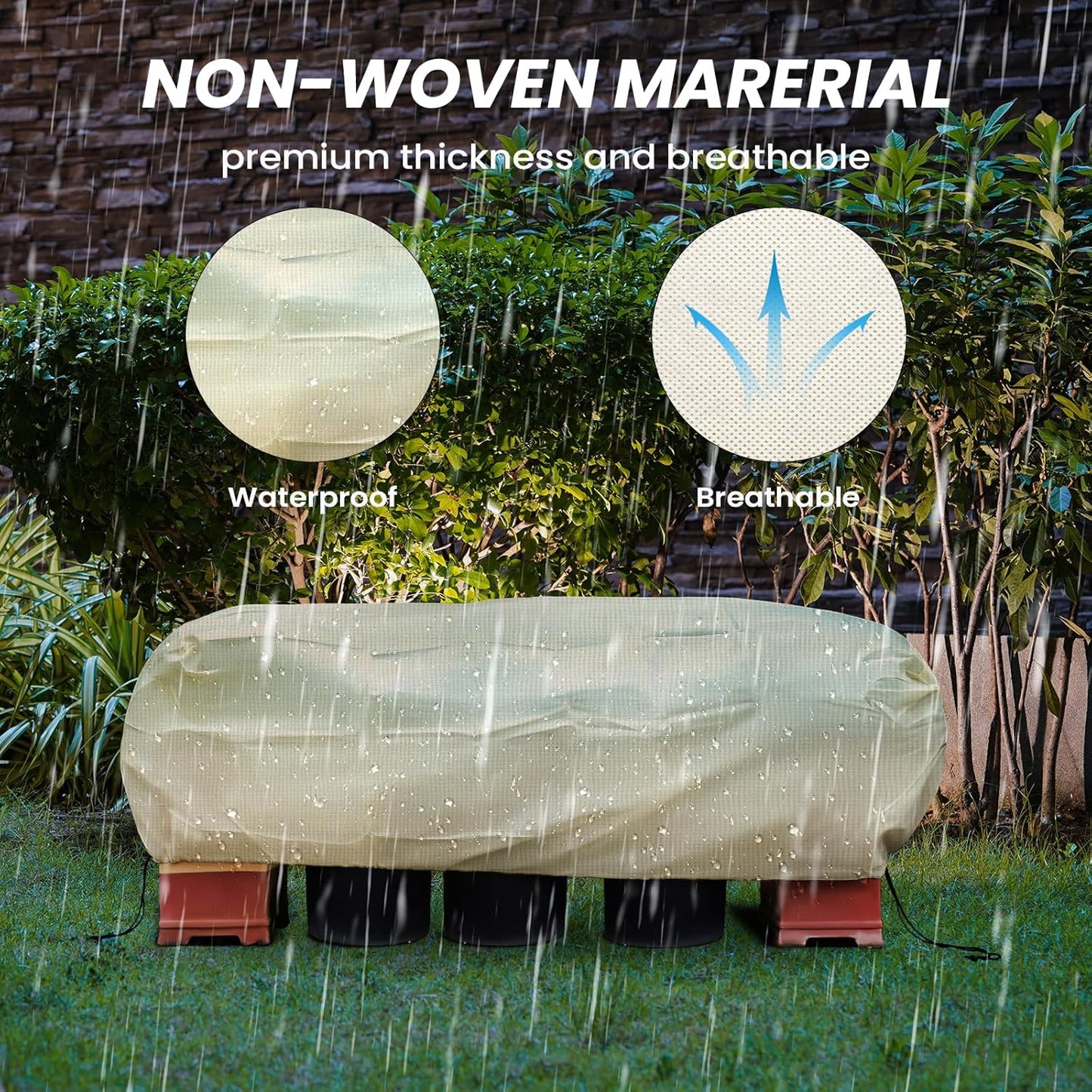 MIXC 2 Packs Plant Covers Freeze Protection, 43.3''x 15.8''x 17.7''Winter Plant Cover Cold Weather Tree Frost Cloth Warm Blankets Shrub Covers for Outdoor Plant