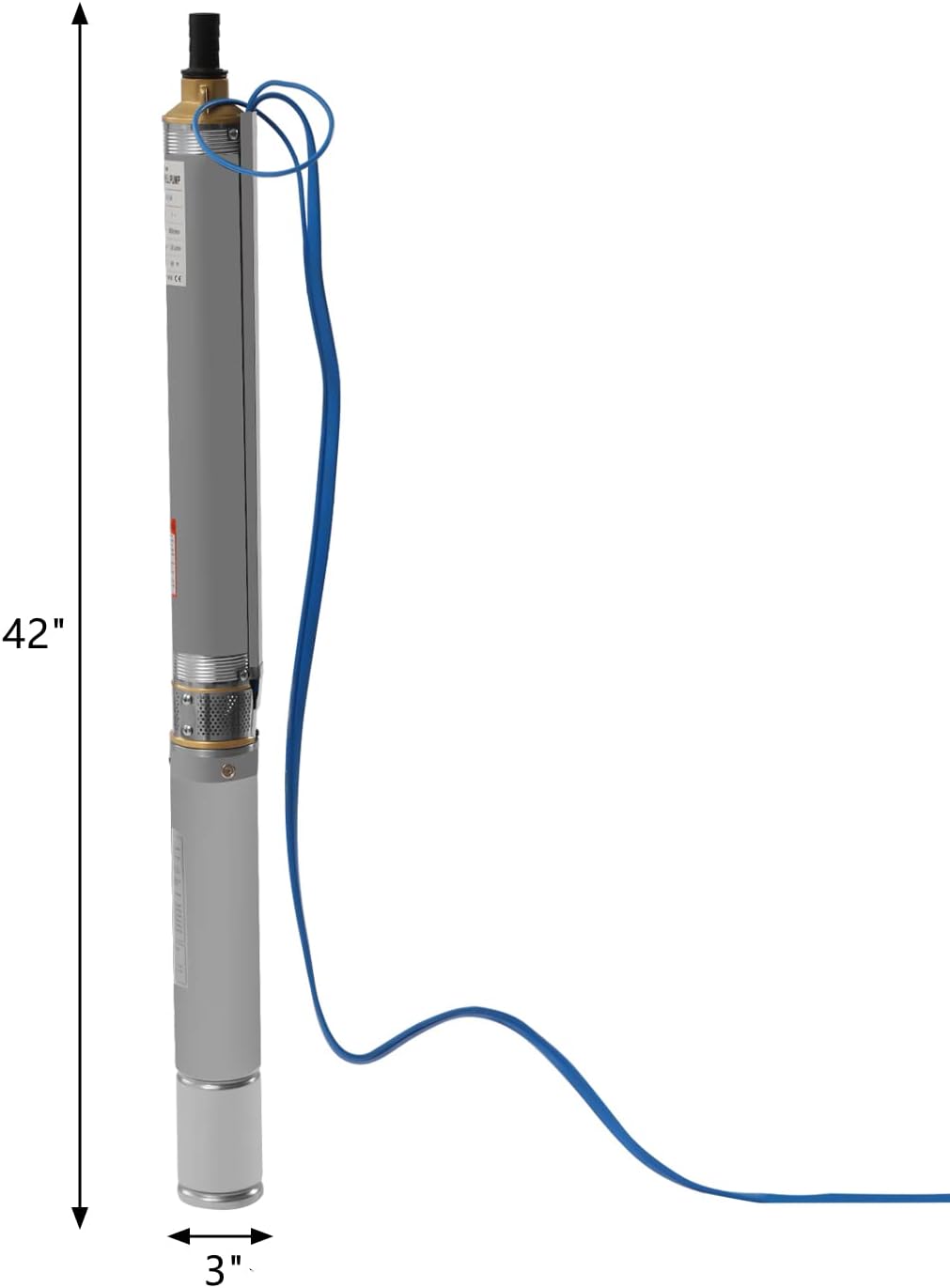 Deep Well Submersible Pump AC 110V 750W Electric Submersible Water Pump, 16 GPM Flow, 380ft Lift, Farm Ranch Irrigation Submersible Bore Hole Deep Well Pump 3420 RPM