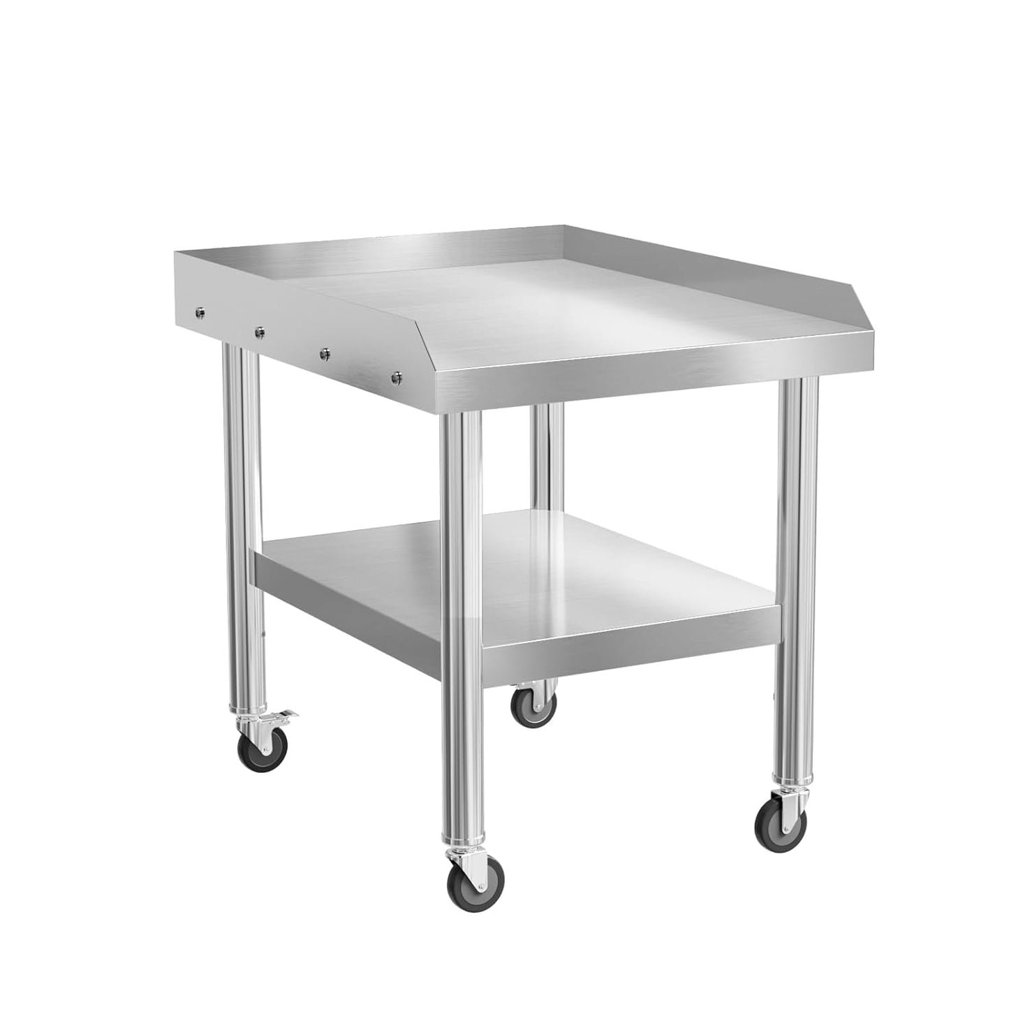 ROVSUN Stainless Steel Equipment Stand with Wheels, 24" L x 30" W x 26" H NSF Stainless Steel Table Grill Stand Table with Adjustable Undershelf for Commercial Kitchen Restaurant