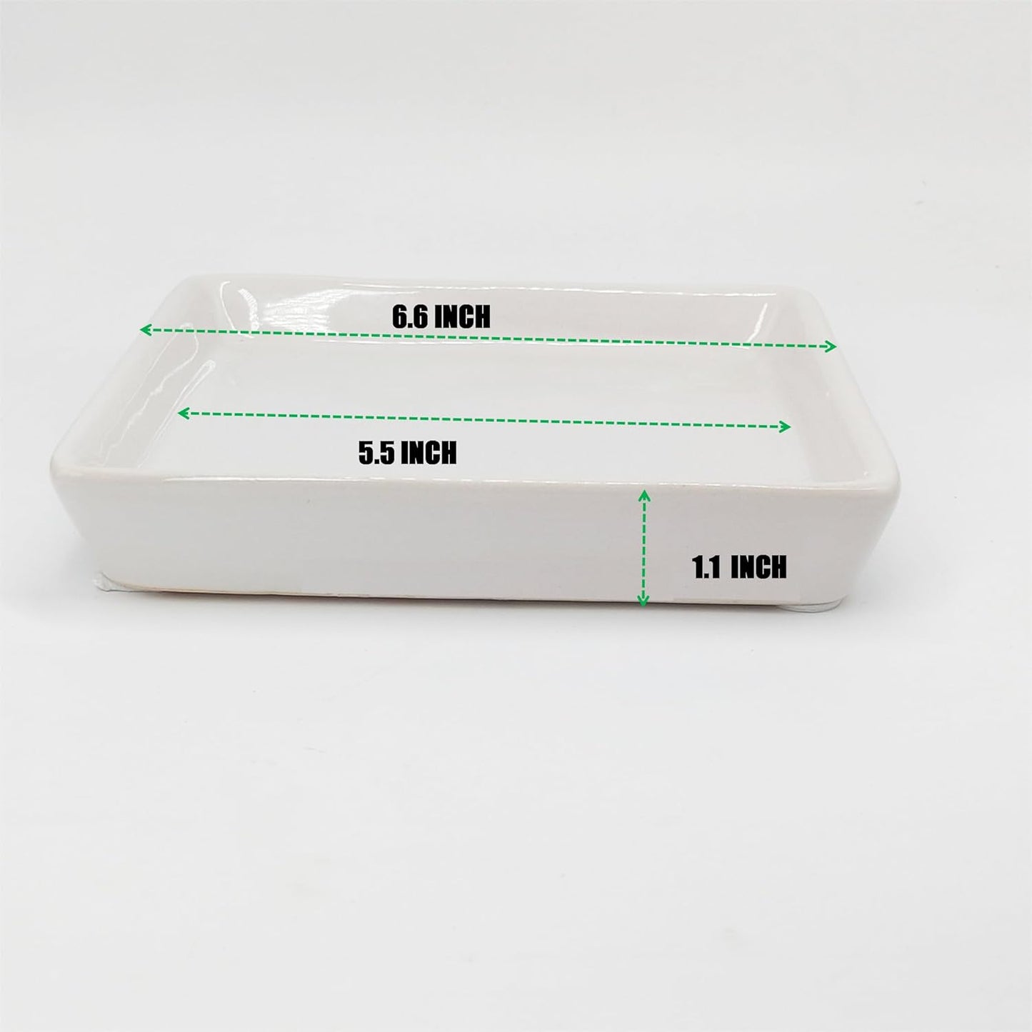 Square Plant Saucer 6 Inch 2 Pack，Plant Trays for Pots, White Ceramic Plant Saucers for Indoors Outdoors, Plant Drip Tray 4 6 8 10 12 14 Inch