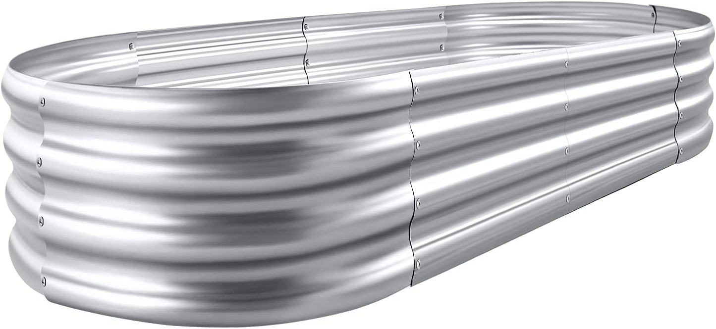 Land Guard 8×4×1 ft Galvanized Raised Garden Bed Kit，Raised Garden Boxes Outdoor, Oval Metal Raised Garden Beds for Vegetables……