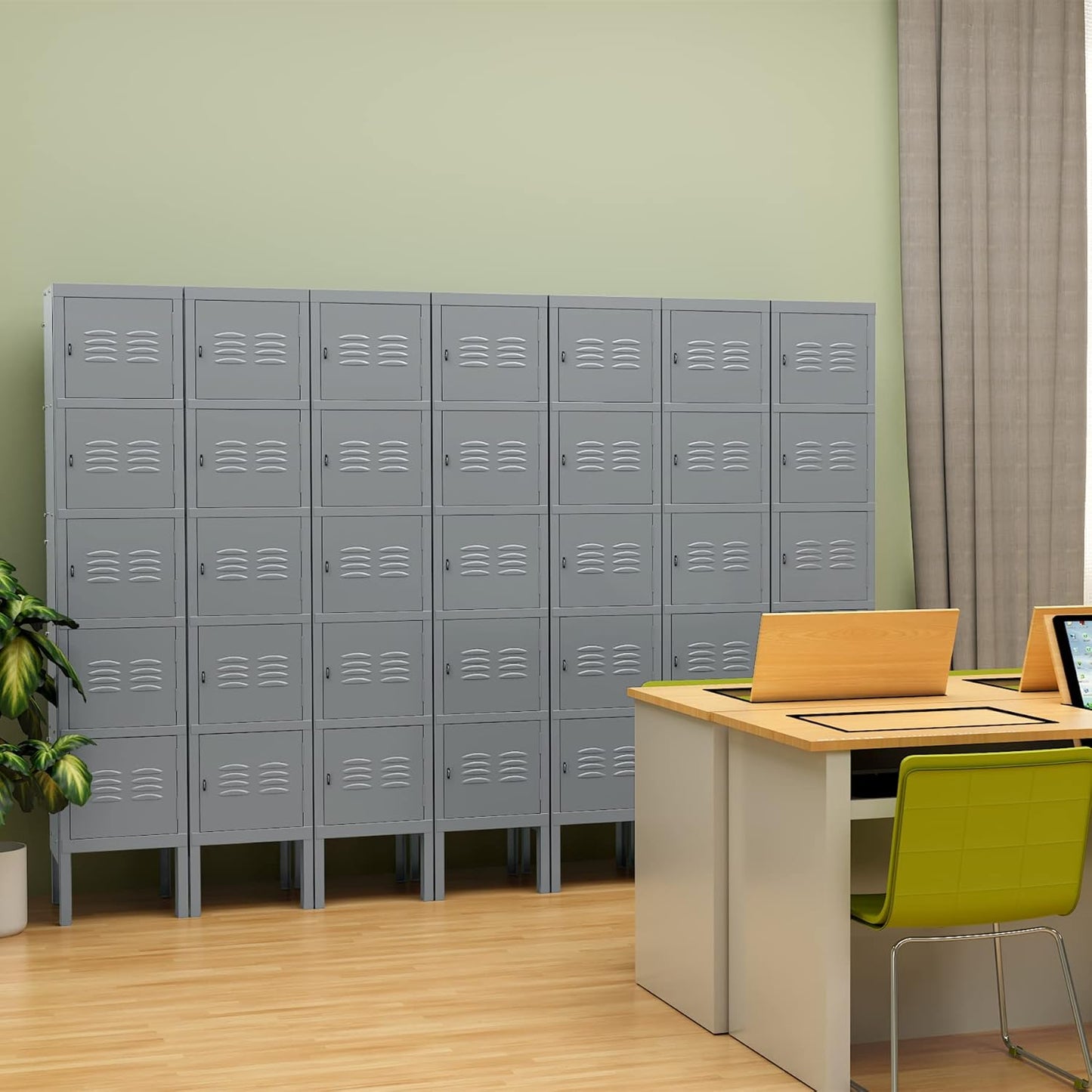 Yizosh Metal Locker with 5 Doors, Tall Steel Storage Lockers for Employees - 5 Tier Locker Storage Cabinets for School, Gym, Home, Office, Garage