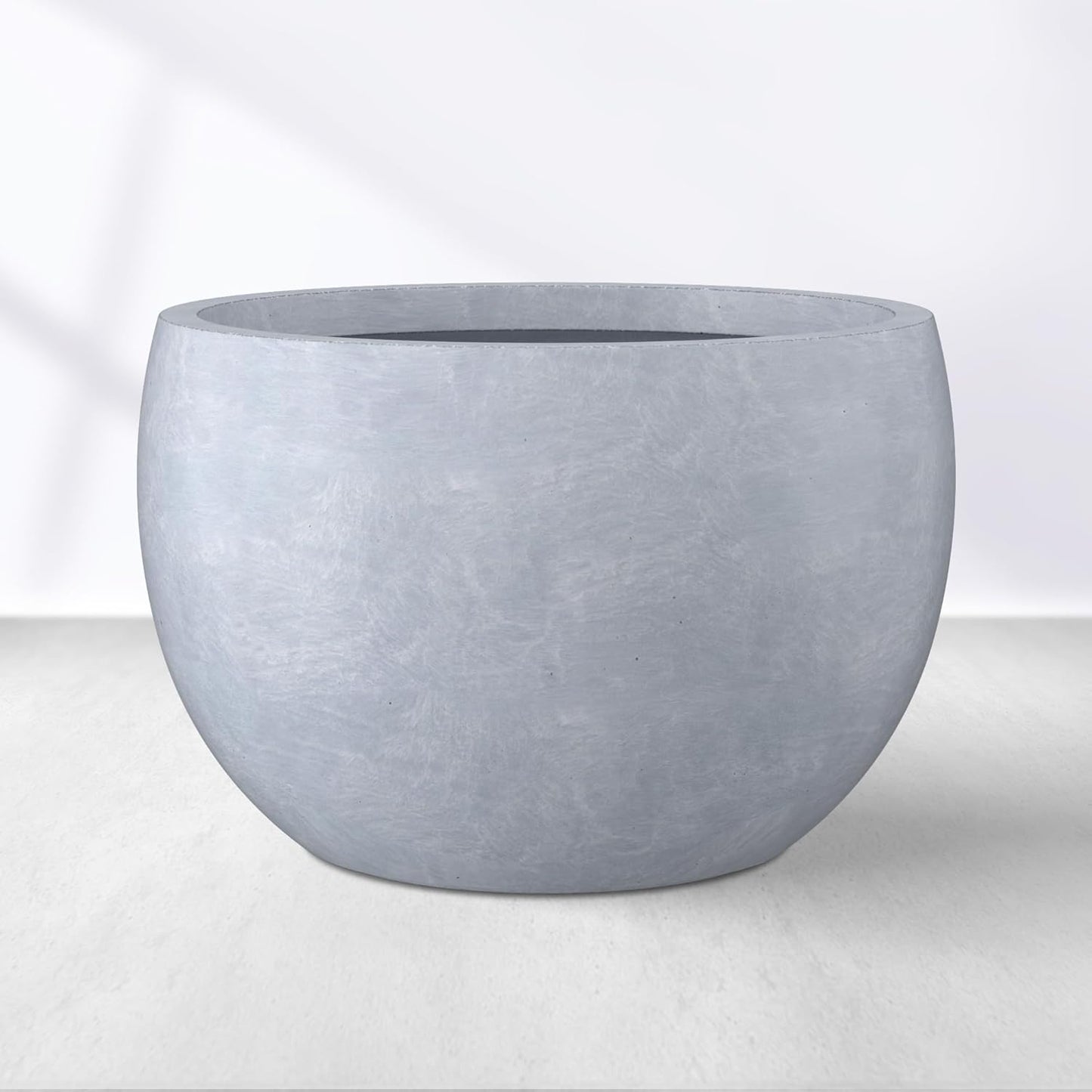 Kante 11.8" Dia Round Concrete Planter, Outdoor/Indoor Large Bowl Plant Pots with Drainage Hole and Rubber Plug for Garden Patio Balcony Home, Gray