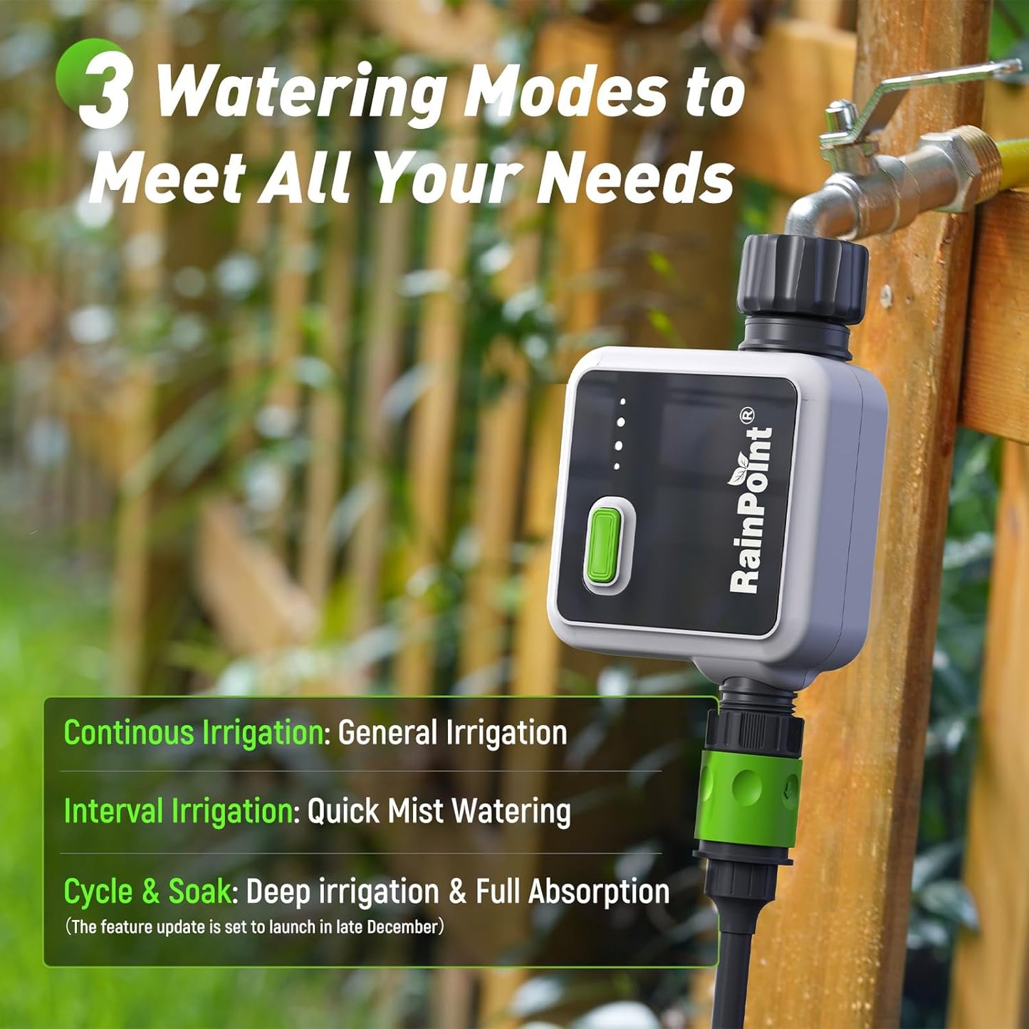 RAINPOINT 1-Zone Wireless Smart Water Timer for Garden Hose with Hub Outdoor Sprinkler Irrigation Rain Delay, APP Remote Control WiFi Valve for Faucet Automatic Schedules Lawn,Backyard,Pool