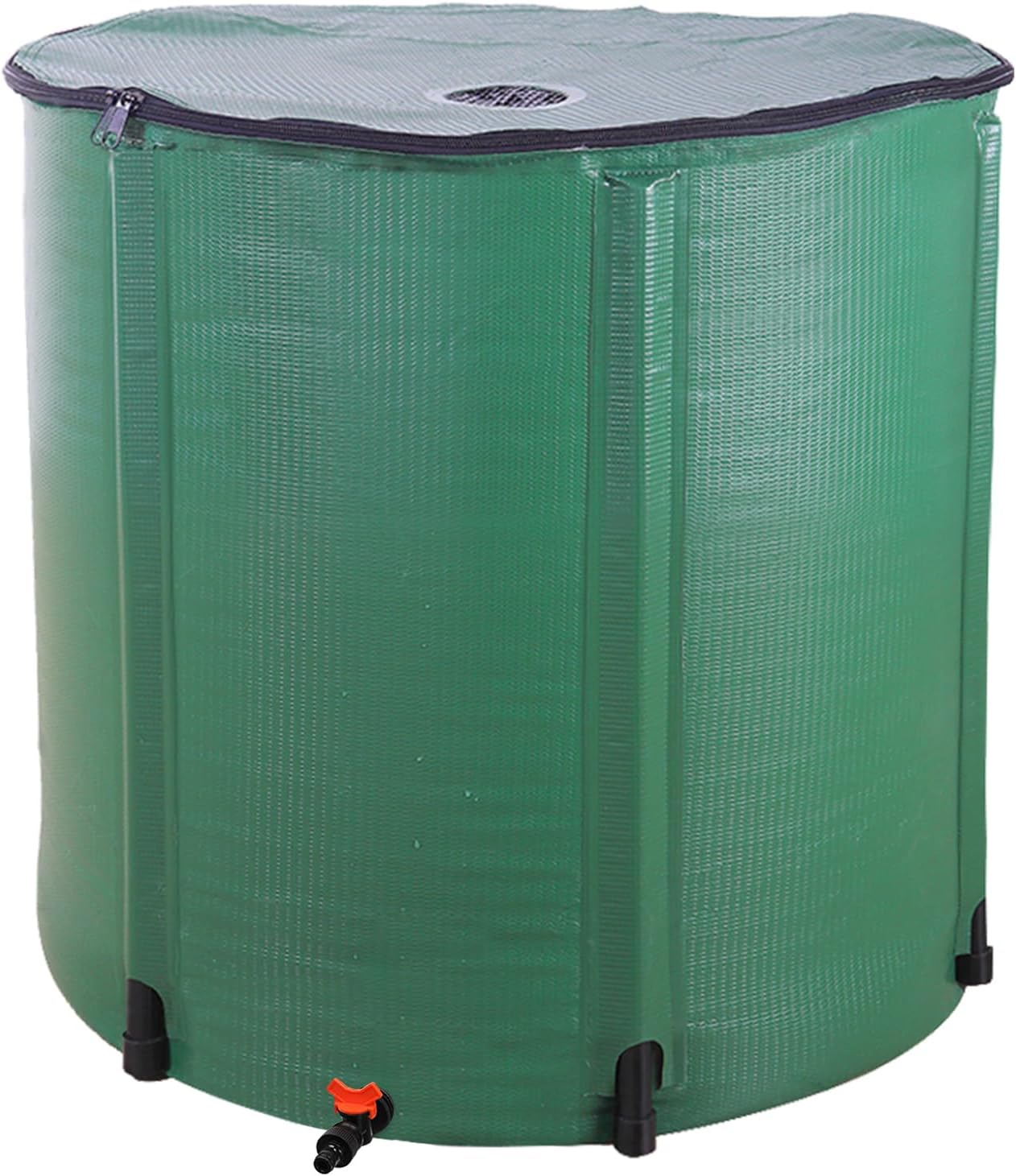 200 Gallon Collapsible Rain Barrel, Water Storage Tank, Portable Rainwater Collection System, Rain Catcher Barrel with Spigots and Overflow Kit, Rain Water Barrel Collector for Garden, Green