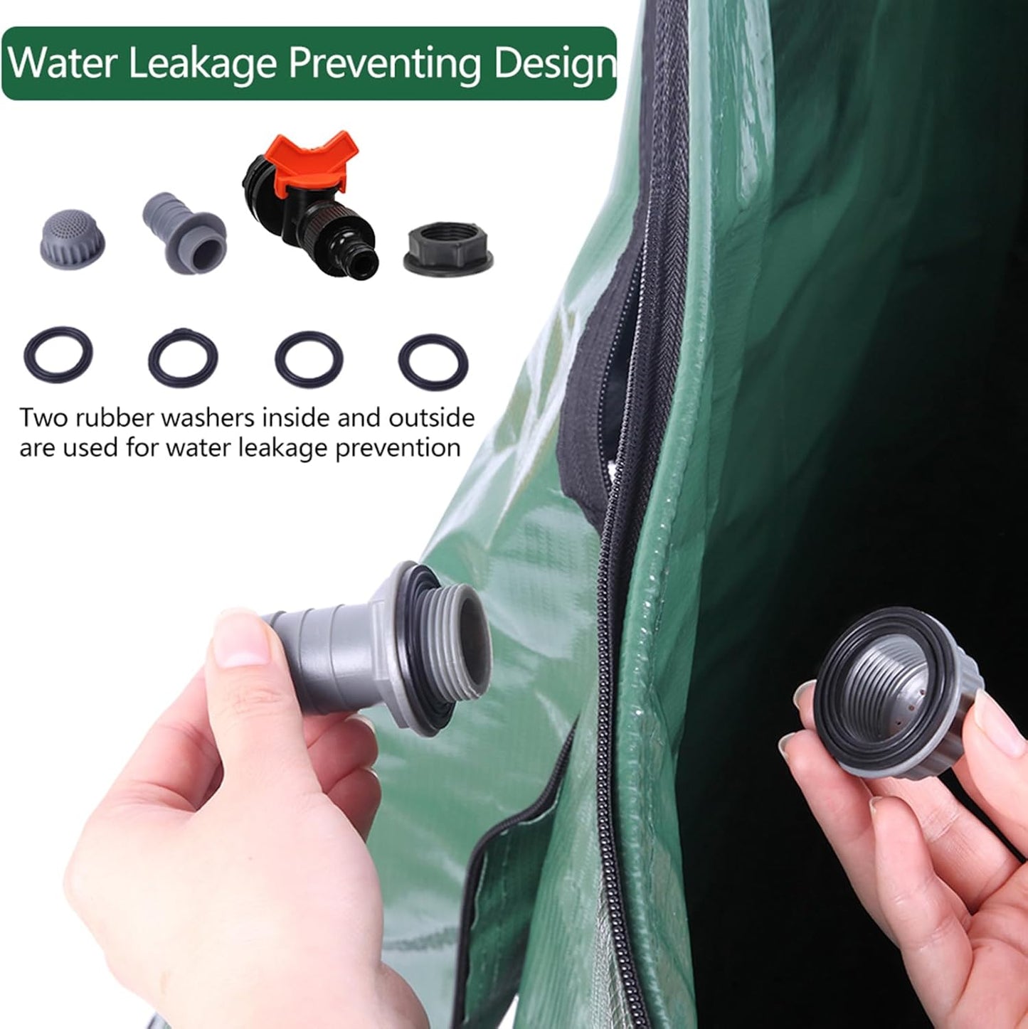 Collapsible Rain Barrel, 200 Gallon Portable Rainwater Collection System, Water Storage Tank, Rain Catcher Barrel with Spigots and Overflow Kit, Rain Water Barrel Collector for Garden, Green