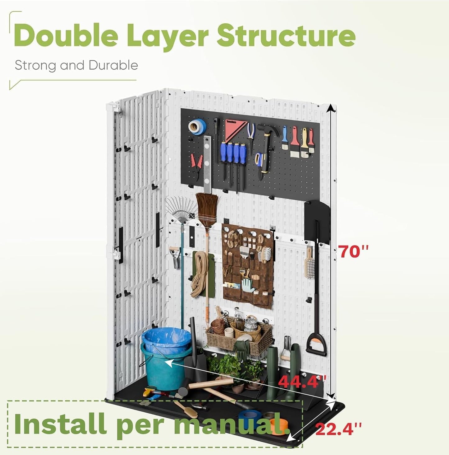 Devoko 50 Cu Ft Outdoor Storage Cabinet - Waterproof Vertical Shed for Patio, Garden & Deck, Heavy-Duty Tool Storage Box for Cushions, Accessories & Equipment, Durable & Weather-Resistant (White)