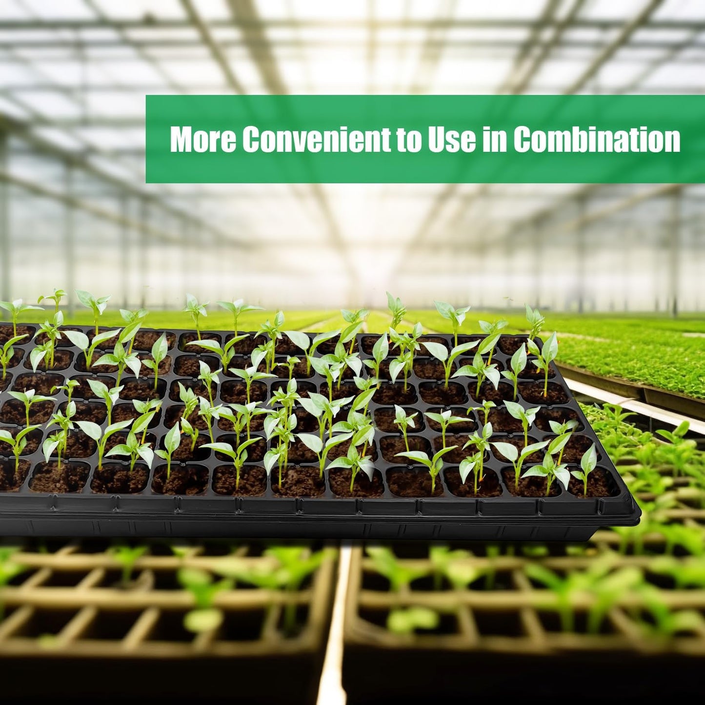 10 Pack 1020 Seed Starter Trays and 10 Pcs 72 Cell Plug Trays, Thick Durable Seedling Plastic Nursery Tray for TD538 1020 Tray Germination (10 Sets)