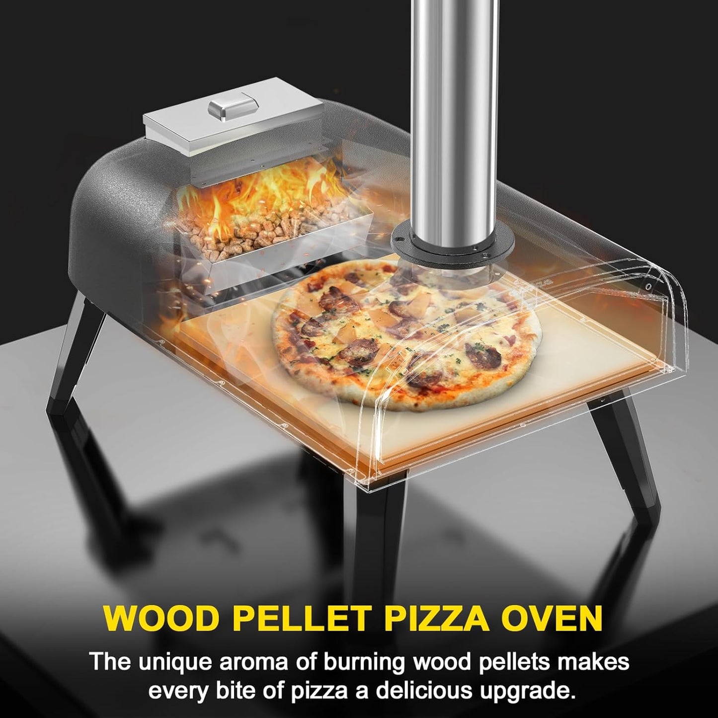 Pizza Oven Outdoor 12" Wood Fired Pizza Ovens Pellet Pizza Stove for outside, Portable Stainless Steel Pizza Oven for Backyard Pizza Oven
