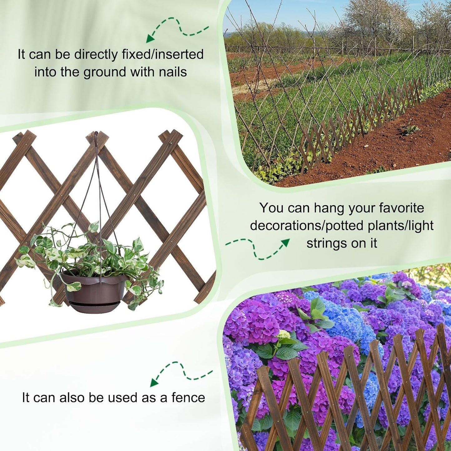 2-Pack Expandable Willow Trellis, 12" x 75" Wooden Lattice Panels Wall Fence for Outdoor Yard Climbing Plants Vine Balcony Patio Decor, Expandable Plant Support Trellis