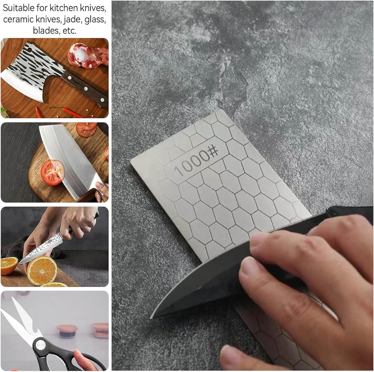 Diamond Sharpening Stone Set, Diamond Lapping Plate Coarse/Medium/Fine Grit Sharpener, Perfect Assistance Sharpener Angle Guide