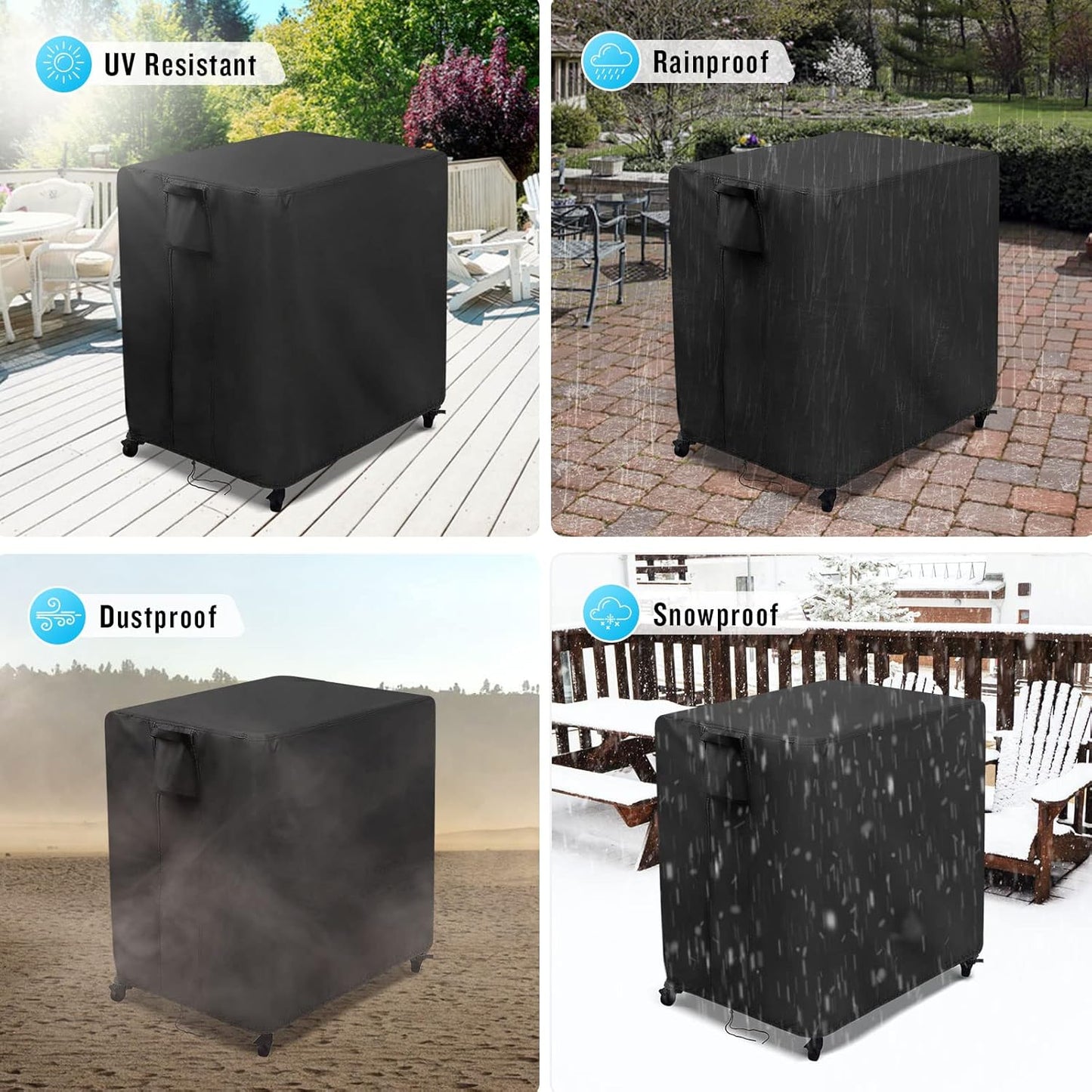 Kingling Outdoor Pizza Oven Table Cover for Ooni Large Table, Waterproof Outdoor Grill Prep Table Cover Pizza Oven Stand Cover - 36''L x 32''W x 31''H(Black)