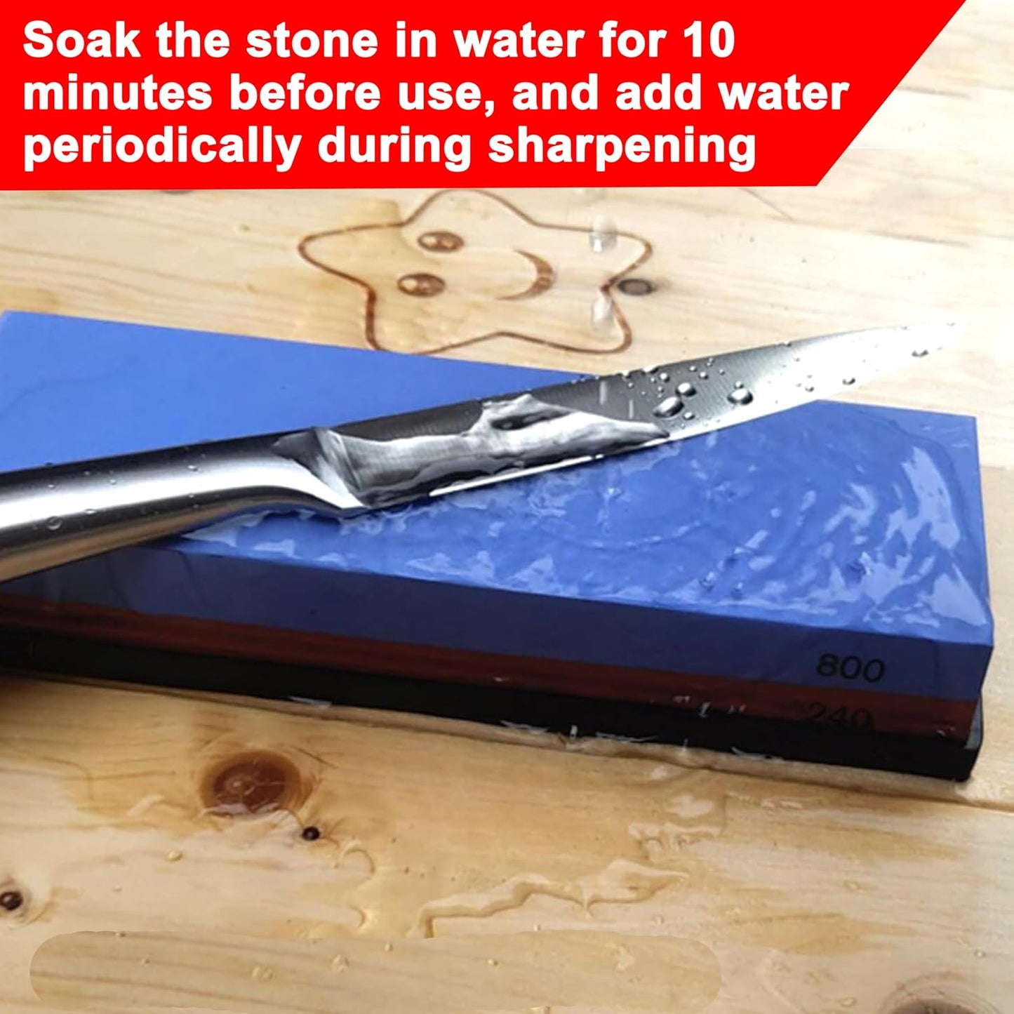 Knife Sharpening Stone 240/800 Grit 2 Sided Sharpener Whetstone,Professional Wetstone for Kitchen Knives Sharpener with Non-Slip Rubber,Orange Color Box Package