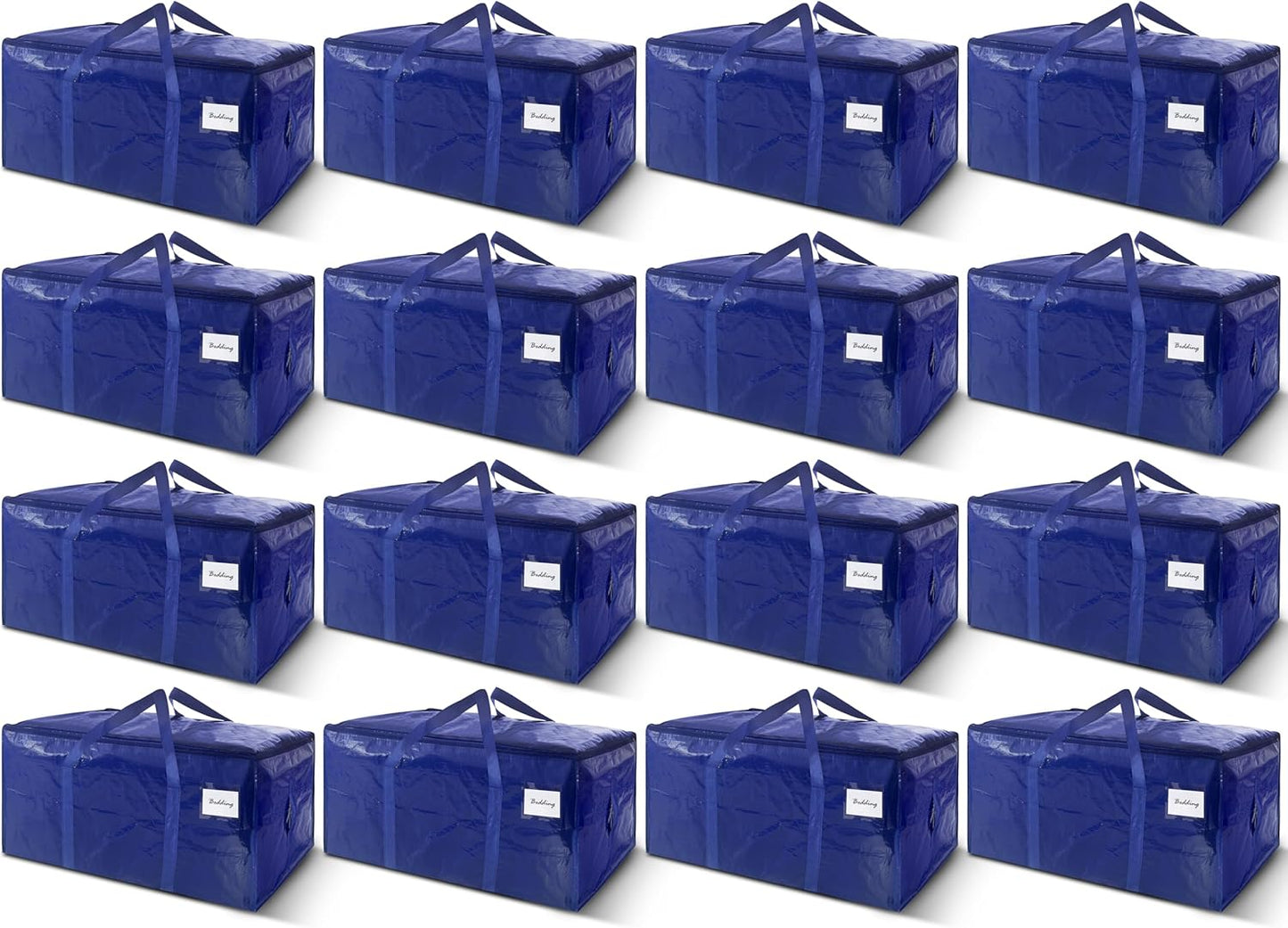 16 Pack Extra Heavy Duty Large Moving Bags with Strong Zipper & Carrying Handles, Sturdy Clothes Storage Bag Totes Bins, Packing Bags Moving Boxes College Moving Supplies, Dark Blue - 33 gal