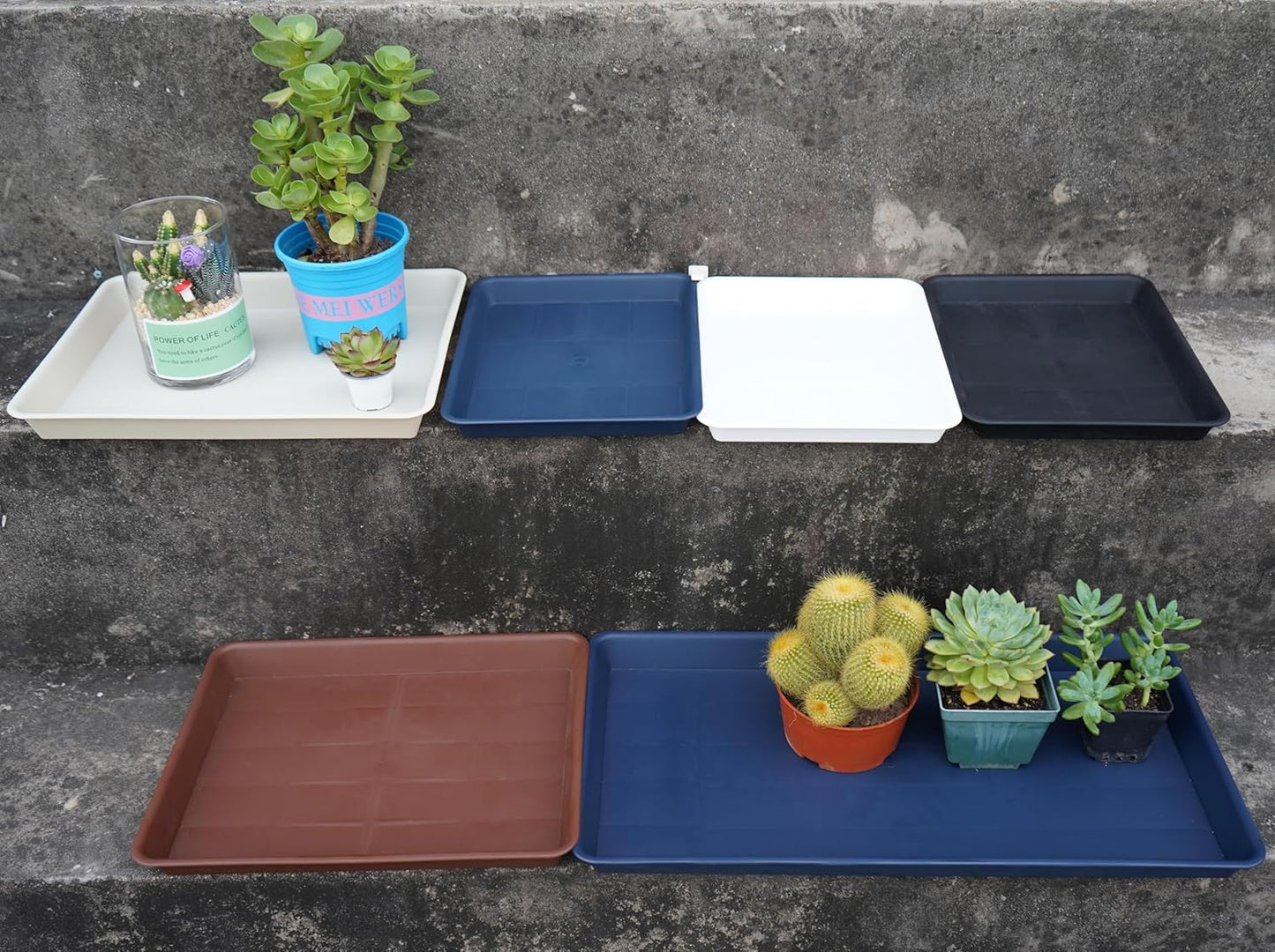 2 Pack Plant Growing Nursery 1020 Trays, Plant Saucer Tray, Heavy Sturdy Seed Starting Trays, Plant Starter Trays for Indoors No Holes, Seed Starter Growing Tray (22"x11.2", Gray)